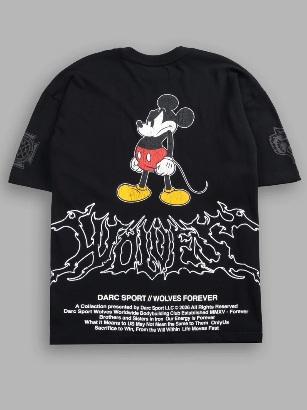 Darc Sport Black Tee with Red, Yellow & White Mickey Graphic